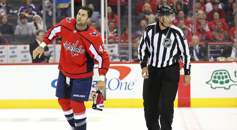 Tom Wilson escorted off the ice for hit on Blues center Oskar Sundqvist Tom_Wilson_Hit