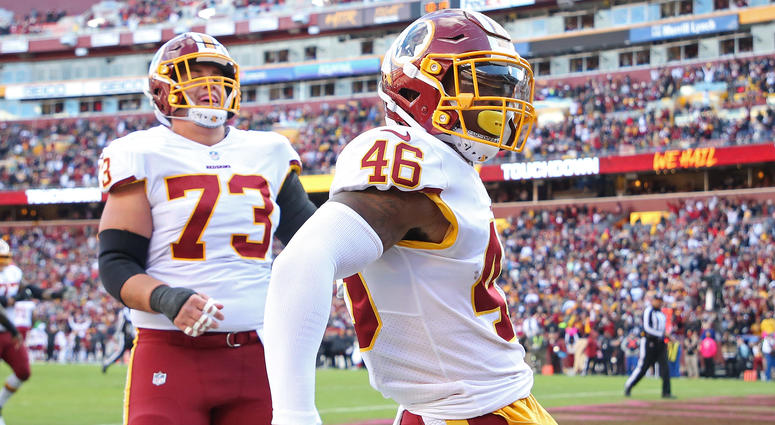 Kapri Bibbs celebrates after scoring a touchdown against the Cowboys in Dec. 2018 Packers claim Kapri Bibbs off waivers from Redskins