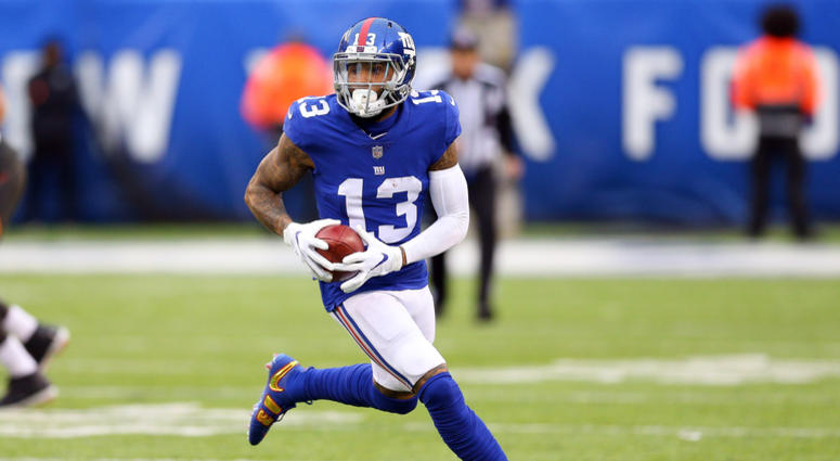 Odell Beckham runs with the ball for the New York Giants. Odell_Beckham