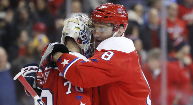 Alex Ovechkin hugs goaltender Braden Holtby after a 3-1 win over the Carolina Hurricanes Alan May doesn't blame Ovechkin for skipping All-Star Game: 'It's a grind'