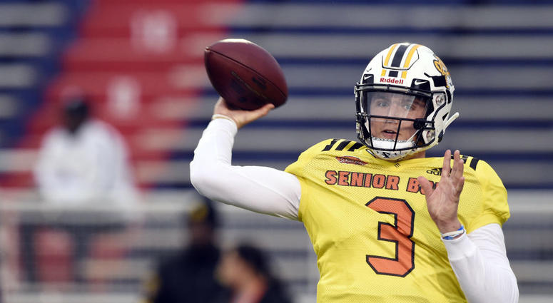 Missouri quarterback Drew Lock at the Senior Bowl. Drew_Lock_Redskins