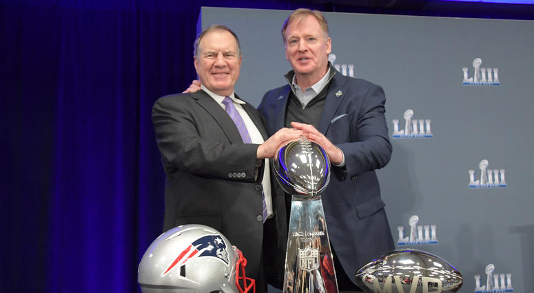 Bill Belichick and Roger Roodell pose with the Lombardi Trophy. Bill_Belichick_Roger_Goodell