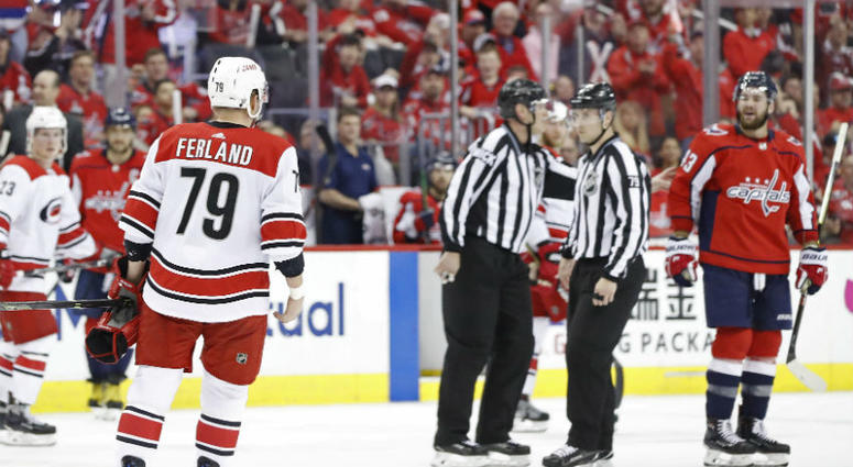 Micheal Ferland received a misconduct for hit to Nic Dowd. Hurricanes forward Micheal Ferland received a misconduct for hit to Capitals' Nic Dowd.