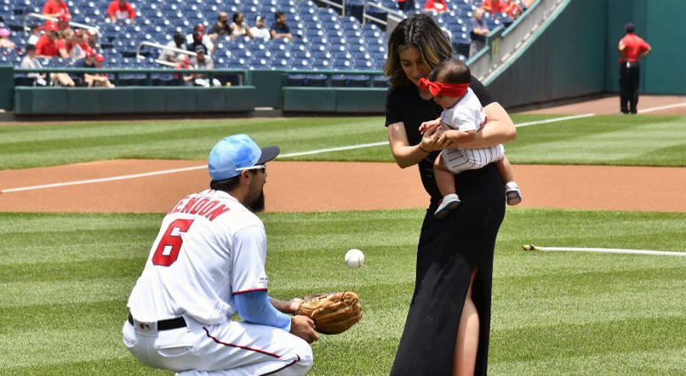 Nationals third baseman Anthony Rendon. Children of Nationals players throw out first pitch on Father's Day.