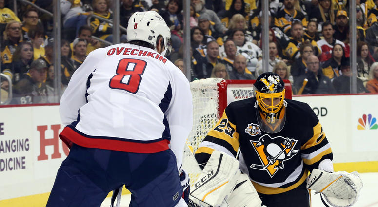 Alex Ovechkin stares down Marc-Andre Fleury alex_ovechkin_caps