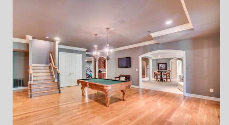 Billiards room inside Bruce Allen's home. Bruce Allen's McLean, Virginia mansion is up for sale again.