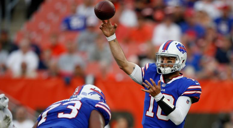 Buffalo Bills quarterback AJ McCarron throws during the first half of the team's NFL football preseason game against the Cleveland Browns, Friday, Aug. 17, 2018, in Cleveland. Buffalo Bills quarterback AJ McCarron throws during the first half of the team's NFL football preseason game against the Cleveland Browns, Friday, Aug. 17, 2018, in Cleveland.