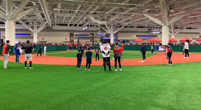 Young baseball players took the field for some wiffle ball action Young baseball players took the field for some wiffle ball action