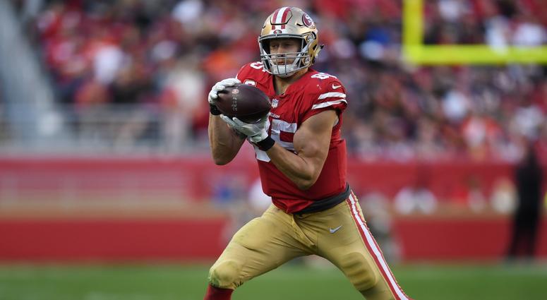 SANTA CLARA, CA - DECEMBER 23: George Kittle #85 of the San Francisco 49ers makes a catch against the Chicago Bears during their NFL game at Levi's Stadium on December 23, 2018 in Santa Clara, California. (Photo by Thearon W. Henderson/Getty Images) SANTA CLARA, CA - DECEMBER 23: George Kittle #85 of the San Francisco 49ers makes a catch against the Chicago Bears during their NFL game at Levi's Stadium on December 23, 2018 in Santa Clara, California. (Photo by Thearon W. Henderson/Getty Images)