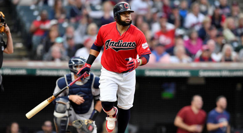 CLEVELAND, OHIO - JUNE 07: Carlos Santana #41 of the Cleveland Indians hits a two run homer during the sixth inning against the New York Yankees at Progressive Field on June 07, 2019 in Cleveland, Ohio. (Photo by Jason Miller/Getty Images) CLEVELAND, OHIO - JUNE 07: Carlos Santana #41 of the Cleveland Indians hits a two run homer during the sixth inning against the New York Yankees at Progressive Field on June 07, 2019 in Cleveland, Ohio. (Photo by Jason Miller/Getty Images)