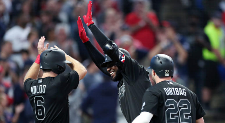 Mike Freeman, Franmil Reyes and Jason Kipnis