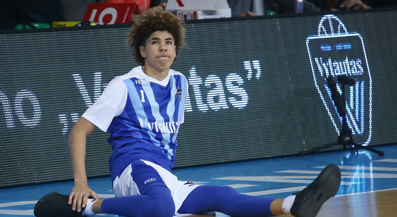 PRIENAI, LITHUANIA - JANUARY 09: LaMelo Ball of Vytautas Prienai prior to the match between Vytautas Prienai and Zalgiris Kauno on January 9, 2018 in Prienai, Lithuania. (Photo by Alius Koroliovas/Getty Images) PRIENAI, LITHUANIA - JANUARY 09: LaMelo Ball of Vytautas Prienai prior to the match between Vytautas Prienai and Zalgiris Kauno on January 9, 2018 in Prienai, Lithuania.