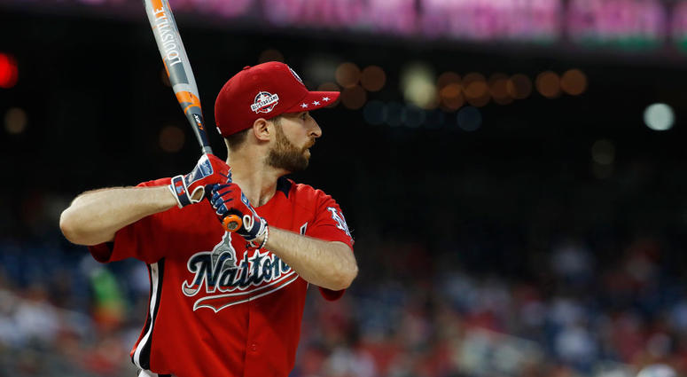 WASHINGTON, DC - JULY 15: Scott Rogowsky bats during the All-Star and Legends Celebrity Softball Game at Nationals Park on July 15, 2018 in Washington, DC. (Photo by Patrick McDermott/Getty Images) WASHINGTON, DC - JULY 15: Scott Rogowsky bats during the All-Star and Legends Celebrity Softball Game at Nationals Park on July 15, 2018 in Washington, DC. (Photo by Patrick McDermott/Getty Images)