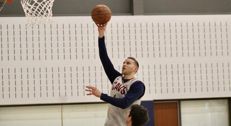 Cavaliers guard Nik Stauskas makes a layup during the team's shootaround on Feb. 11, 2018