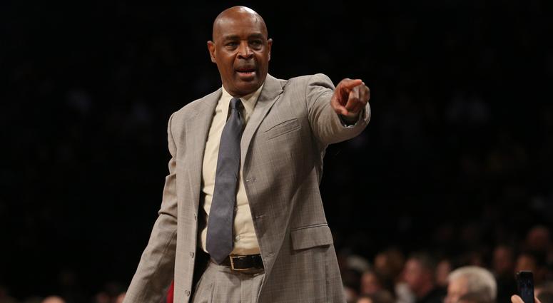 Cleveland Cavaliers associate head coach Larry Drew reacts during the second quarter against the Brooklyn Nets at Barclays Center. Larry Drew Cleveland Cavaliers