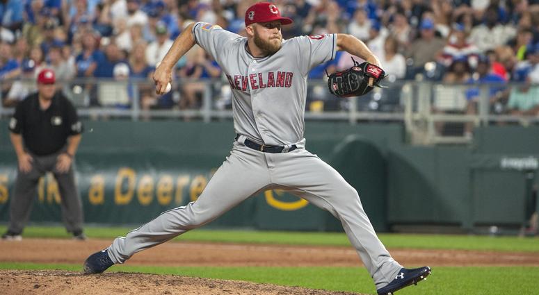 Jul 4, 2018; Kansas City, MO, USA; Cleveland Indians pitcher Cody Allen (37) throws a pitch in the ninth inning against the Kansas City Royals to become the closing pitcher with the most saves for the Cleveland Indians at Kauffman Stadium. Jul 4, 2018; Kansas City, MO, USA; Cleveland Indians pitcher Cody Allen (37) throws a pitch in the ninth inning against the Kansas City Royals to become the closing pitcher with the most saves for the Cleveland Indians at Kauffman Stadium.