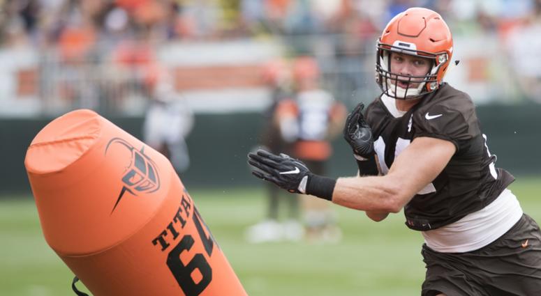 Cleveland Browns defensive end Carl Nassib (94) runs a drill during training camp at the Cleveland Browns Training Complex. Cleveland Browns defensive end Carl Nassib (94) runs a drill during training camp at the Cleveland Browns Training Complex.