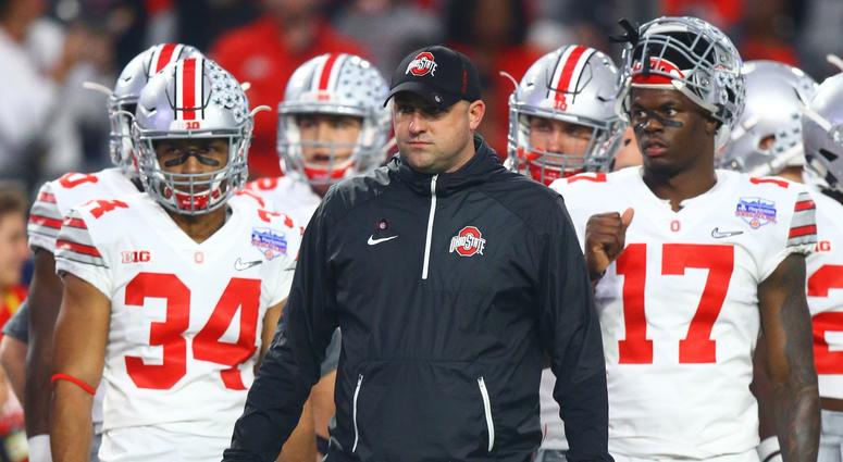 Ohio State Buckeyes wide receivers coach Zach Smith on the sidelines against the Clemson Tigers in the the 2016 CFP semifinal at University of Phoenix Stadium. Ohio State Buckeyes wide receivers coach Zach Smith on the sidelines against the Clemson Tigers in the the 2016 CFP semifinal at University of Phoenix Stadium.