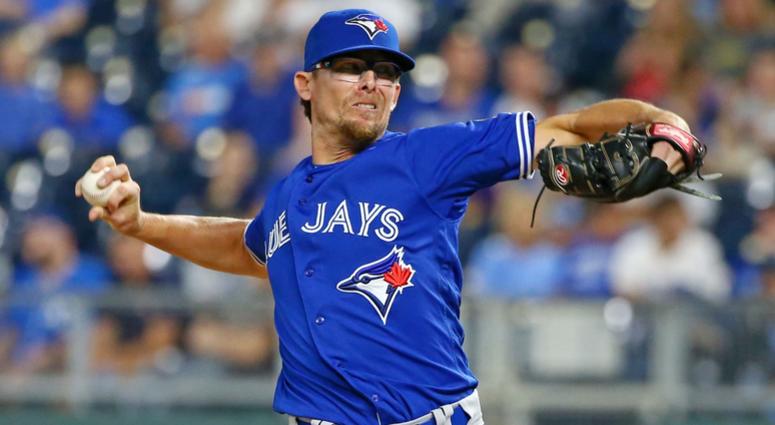 Aug 14, 2018; Kansas City, MO, USA; Toronto Blue Jays relief pitcher Tyler Clippard (36) pitches against the Kansas City Royals in the eighth inning at Kauffman Stadium. Mandatory Credit: Jay Biggerstaff-USA TODAY Sports Aug 14, 2018; Kansas City, MO, USA; Toronto Blue Jays relief pitcher Tyler Clippard (36) pitches against the Kansas City Royals in the eighth inning at Kauffman Stadium. Mandatory Credit: Jay Biggerstaff-USA TODAY Sports