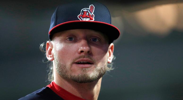 Sep 1, 2018; Cleveland, OH, USA; Cleveland Indians third baseman Josh Donaldson (20) looks on from the dugout during the seventh inning against the Tampa Bay Rays at Progressive Field. Sep 1, 2018; Cleveland, OH, USA; Cleveland Indians third baseman Josh Donaldson (20) looks on from the dugout during the seventh inning against the Tampa Bay Rays at Progressive Field.