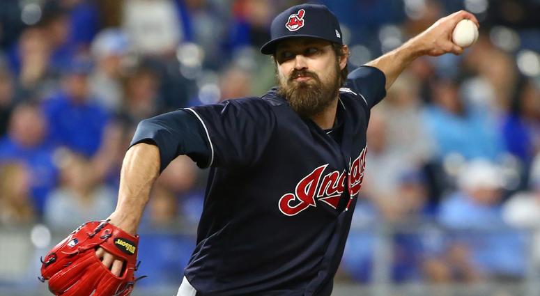 Sep 27, 2018; Kansas City, MO, USA; Cleveland Indians relief pitcher Andrew Miller (24) pitches against the Kansas City Royals in the fifth inning at Kauffman Stadium. Mandatory Credit: Jay Biggerstaff-USA TODAY Sports Sep 27, 2018; Kansas City, MO, USA; Cleveland Indians relief pitcher Andrew Miller (24) pitches against the Kansas City Royals in the fifth inning at Kauffman Stadium. Mandatory Credit: Jay Biggerstaff-USA TODAY Sports