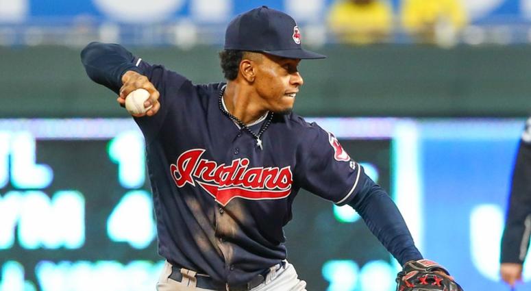 Cleveland Indians shortstop Francisco Lindor (12) throws to first base against the Kansas City Royals at Kauffman Stadium. Cleveland Indians shortstop Francisco Lindor (12) throws to first base against the Kansas City Royals at Kauffman Stadium.