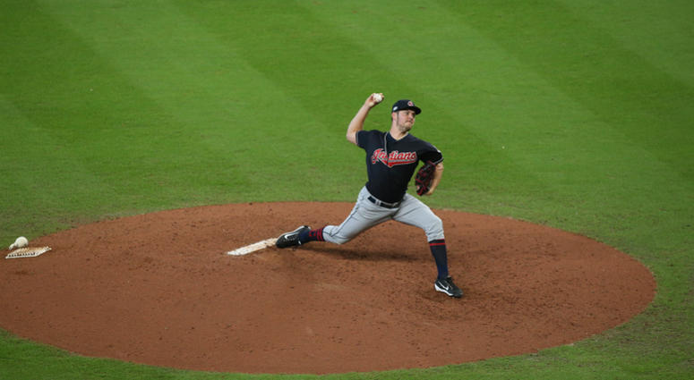 Oct 6, 2018; Houston, TX, USA; Cleveland Indians starting pitcher Trevor Bauer (47) delivers a pitch during the sixth inning against the Houston Astros during game two of the 2018 ALDS playoff baseball series at Minute Maid Park. Oct 6, 2018; Houston, TX, USA; Cleveland Indians starting pitcher Trevor Bauer (47) delivers a pitch during the sixth inning against the Houston Astros during game two of the 2018 ALDS playoff baseball series at Minute Maid Park.