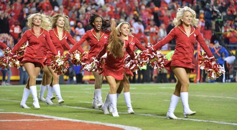 Oct 21, 2018; Kansas City, MO, USA; Kansas City Chiefs cheerleaders celebrate after a touchdown during the second half against the Cincinnati Bengals at Arrowhead Stadium. The Chiefs won 45-10. Mandatory Credit: Denny Medley-USA TODAY Sports Oct 21, 2018; Kansas City, MO, USA; Kansas City Chiefs cheerleaders celebrate after a touchdown during the second half against the Cincinnati Bengals at Arrowhead Stadium. The Chiefs won 45-10. Mandatory Credit: Denny Medley-USA TODAY Sports