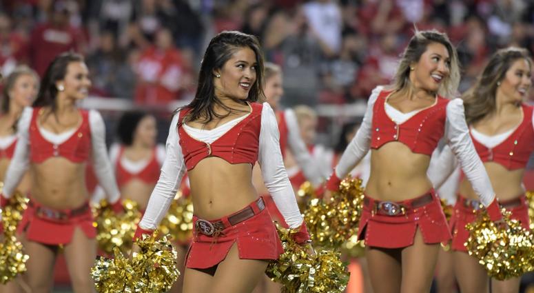 Nov 1, 2018; Santa Clara, CA, USA; San Francisco 49ers gold rush cheerleaders perform during the game against the Oakland Raiders at Levi's Stadium. Mandatory Credit: Kirby Lee-USA TODAY Sports Nov 1, 2018; Santa Clara, CA, USA; San Francisco 49ers gold rush cheerleaders perform during the game against the Oakland Raiders at Levi's Stadium. Mandatory Credit: Kirby Lee-USA TODAY Sports
