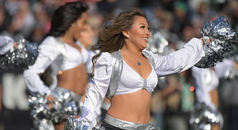 Dec 2, 2018; Oakland, CA, USA; Oakland Raiders raiderette cheerleaders dance during the game against the Kansas City Chiefs at Oakland-Alameda County Coliseum. Mandatory Credit: Kirby Lee-USA TODAY Sports Dec 2, 2018; Oakland, CA, USA; Oakland Raiders raiderette cheerleaders dance during the game against the Kansas City Chiefs at Oakland-Alameda County Coliseum. Mandatory Credit: Kirby Lee-USA TODAY Sports
