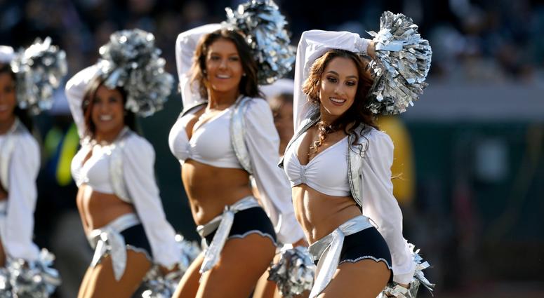 Dec 2, 2018; Oakland, CA, USA; Oakland Raiders cheerleaders from the Raiderettes perform during a timeout against the Kansas City Chiefs in the second quarter at Oakland Coliseum. Mandatory Credit: Cary Edmondson-USA TODAY Sports Dec 2, 2018; Oakland, CA, USA; Oakland Raiders cheerleaders from the Raiderettes perform during a timeout against the Kansas City Chiefs in the second quarter at Oakland Coliseum. Mandatory Credit: Cary Edmondson-USA TODAY Sports