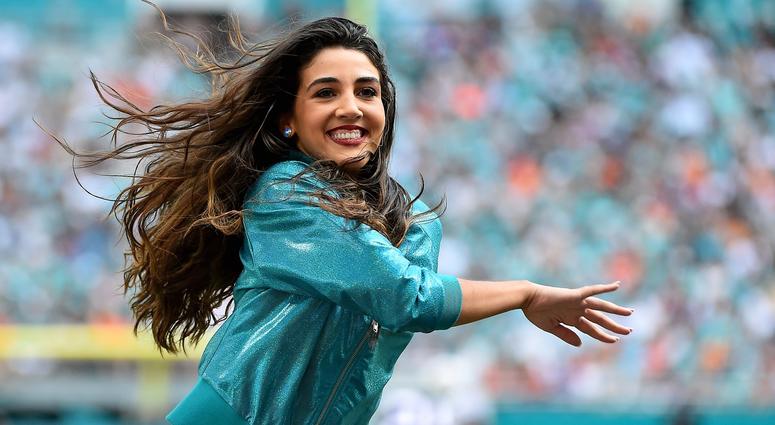 Dec 2, 2018; Miami Gardens, FL, USA; A Miami Dolphins cheerleader performs during the first half against the Buffalo Bills at Hard Rock Stadium. Mandatory Credit: Jasen Vinlove-USA TODAY Sports Dec 2, 2018; Miami Gardens, FL, USA; A Miami Dolphins cheerleader performs during the first half against the Buffalo Bills at Hard Rock Stadium. Mandatory Credit: Jasen Vinlove-USA TODAY Sports