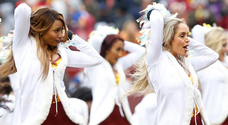 Dec 9, 2018; Landover, MD, USA; Washington Redskins cheerleaders dance on the field during a timeout against the New York Giants in the second quarter at FedEx Field. The Giants won 40-16. Mandatory Credit: Geoff Burke-USA TODAY Sports Dec 9, 2018; Landover, MD, USA; Washington Redskins cheerleaders dance on the field during a timeout against the New York Giants in the second quarter at FedEx Field. The Giants won 40-16. Mandatory Credit: Geoff Burke-USA TODAY Sports