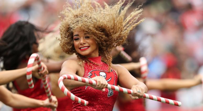 Dec 9, 2018; Tampa, FL, USA; Tampa Bay Buccaneers cheerleader performs during the game against the New Orleans Saints at Raymond James Stadium. Mandatory Credit: Kevin Jairaj-USA TODAY Sports Dec 9, 2018; Tampa, FL, USA; Tampa Bay Buccaneers cheerleader performs during the game against the New Orleans Saints at Raymond James Stadium. Mandatory Credit: Kevin Jairaj-USA TODAY Sports