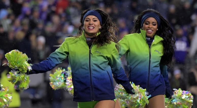 Dec 10, 2018; Seattle, WA, USA; Seattle Seahawks sea gals cheerleaders before the game against the Minnesota Vikings at CenturyLink Field. Mandatory Credit: Kirby Lee-USA TODAY Sports Dec 10, 2018; Seattle, WA, USA; Seattle Seahawks sea gals cheerleaders before the game against the Minnesota Vikings at CenturyLink Field. Mandatory Credit: Kirby Lee-USA TODAY Sports
