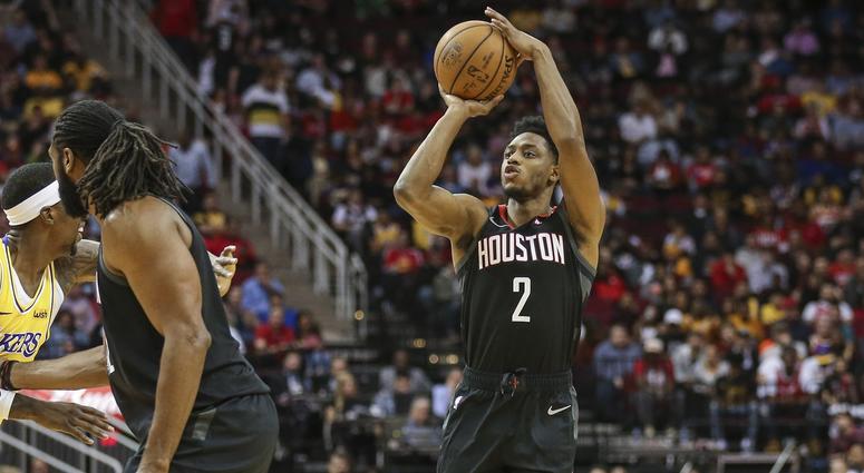 Dec 13, 2018; Houston, TX, USA; Houston Rockets guard Brandon Knight (2) shoots the ball during the first quarter against the Los Angeles Lakers at Toyota Center. Mandatory Credit: Troy Taormina-USA TODAY Sports Dec 13, 2018; Houston, TX, USA; Houston Rockets guard Brandon Knight (2) shoots the ball during the first quarter against the Los Angeles Lakers at Toyota Center. Mandatory Credit: Troy Taormina-USA TODAY Sports