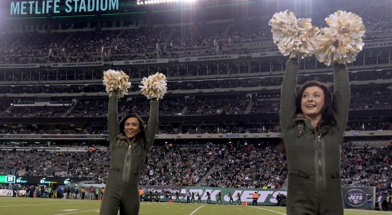 Dec 15, 2018; East Rutherford, NJ, USA; New York Jets cheerleaders perform during the second half against the Houston Texans at MetLife Stadium. Mandatory Credit: Kirby Lee-USA TODAY Sports Dec 15, 2018; East Rutherford, NJ, USA; New York Jets cheerleaders perform during the second half against the Houston Texans at MetLife Stadium. Mandatory Credit: Kirby Lee-USA TODAY Sports