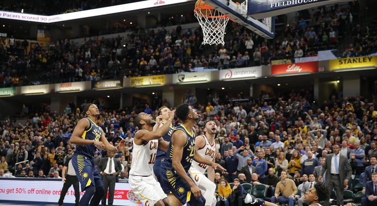 Dec 18, 2018; Indianapolis, IN, USA; A tip in at the buzzer by Cleveland Cavaliers forward Larry Nance Jr. (22) gives the Cavaliers a one point victory against the Indiana Pacers during the fourth quarter at Bankers Life Fieldhouse. Mandatory Credit: Bria Dec 18, 2018; Indianapolis, IN, USA; A tip in at the buzzer by Cleveland Cavaliers forward Larry Nance Jr. (22) gives the Cavaliers a one point victory against the Indiana Pacers during the fourth quarter at Bankers Life Fieldhouse. Mandatory Credit: Bria