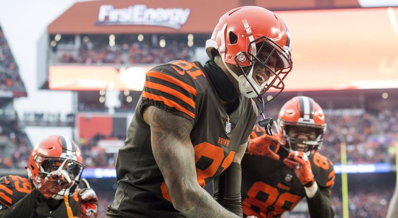 Dec 23, 2018; Cleveland, OH, USA; Cleveland Browns wide receiver Rashard Higgins (81) celebrates after scoring a touchdown during the second half against the Cincinnati Bengals at FirstEnergy Stadium. Mandatory Credit: Ken Blaze-USA TODAY Sports Dec 23, 2018; Cleveland, OH, USA; Cleveland Browns wide receiver Rashard Higgins (81) celebrates after scoring a touchdown during the second half against the Cincinnati Bengals at FirstEnergy Stadium. Mandatory Credit: Ken Blaze-USA TODAY Sports