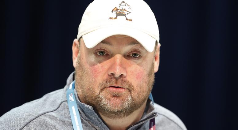 Cleveland Browns coach Freddie Kitchens speaks to the media during the 2019 NFL Combine at the Indianapolis Convention Center.