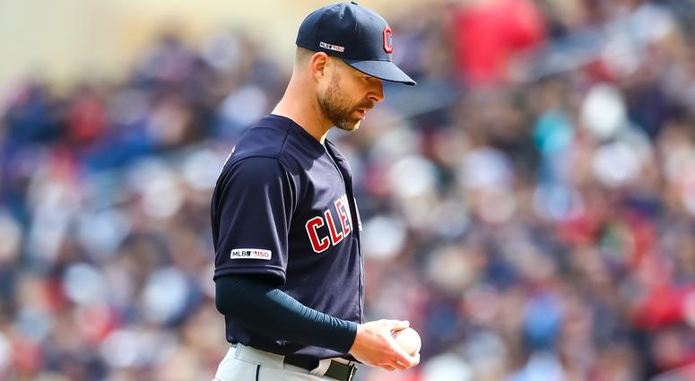 Mar 28, 2019; Minneapolis, MN, USA; Cleveland Indians starting pitcher Corey Kluber (28) looks on in the bottom of the second inning against the Minnesota Twins at Target Field. Mandatory Credit: David Berding-USA TODAY Sports Mar 28, 2019; Minneapolis, MN, USA; Cleveland Indians starting pitcher Corey Kluber (28) looks on in the bottom of the second inning against the Minnesota Twins at Target Field. Mandatory Credit: David Berding-USA TODAY Sports