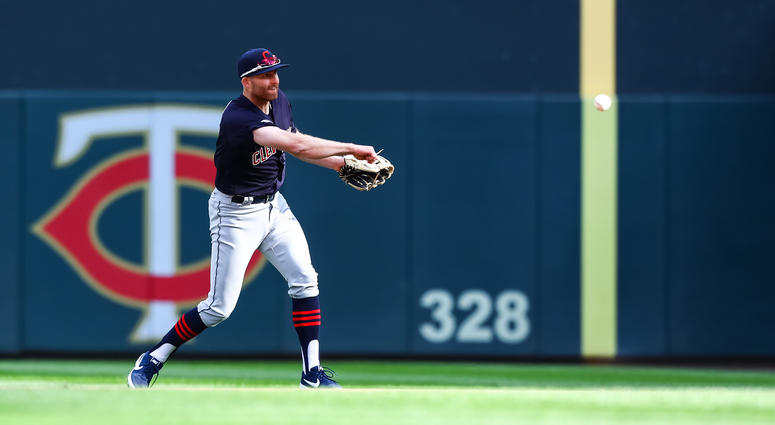 Mar 28, 2019; Minneapolis, MN, USA; Cleveland Indians second baseman Brad Miller (17) throws to first base in the bottom of the eighth inning against the Minnesota Twins at Target Field. The Minnesota Twins defeated the Cleveland Indians 2-0. Mandatory Cr Mar 28, 2019; Minneapolis, MN, USA; Cleveland Indians second baseman Brad Miller (17) throws to first base in the bottom of the eighth inning against the Minnesota Twins at Target Field. The Minnesota Twins defeated the Cleveland Indians 2-0. Mandatory Cr