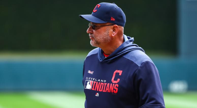 Mar 28, 2019; Minneapolis, MN, USA; Cleveland Indians manager Terry Francona (77) looks on during introductions before the game against the Minnesota Twins at Target Field. The Minnesota Twins defeated the Cleveland Indians 2-0. Mandatory Credit: David Be Mar 28, 2019; Minneapolis, MN, USA; Cleveland Indians manager Terry Francona (77) looks on during introductions before the game against the Minnesota Twins at Target Field. The Minnesota Twins defeated the Cleveland Indians 2-0. Mandatory Credit: David Be