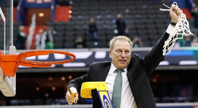 Michigan State Spartans head coach Tom Izzo cuts down the net after the Spartans' game against the Duke Blue Devils in the championship game of the east regional of the 2019 NCAA Tournament at Capital One Arena. Michigan State Spartans head coach Tom Izzo cuts down the net after the Spartans' game against the Duke Blue Devils in the championship game of the east regional of the 2019 NCAA Tournament at Capital One Arena.