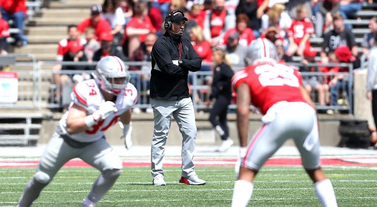 Ohio State Buckeyes head coach Ryan Day during the second half of annual Spring Game at Ohio Stadium. Ohio State Buckeyes head coach Ryan Day during the second half of annual Spring Game at Ohio Stadium.