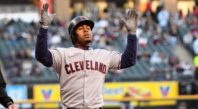 May 13, 2019; Chicago, IL, USA; Cleveland Indians shortstop Francisco Lindor (12) reacts after hitting a home run against the Chicago White Sox during the first inning at Guaranteed Rate Field. Mandatory Credit: Mike DiNovo-USA TODAY Sports May 13, 2019; Chicago, IL, USA; Cleveland Indians shortstop Francisco Lindor (12) reacts after hitting a home run against the Chicago White Sox during the first inning at Guaranteed Rate Field. Mandatory Credit: Mike DiNovo-USA TODAY Sports