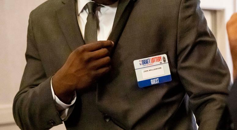 May 14, 2019; Chicago, IL, USA; Duke forward Zion Williamson is seen prior to the 2019 NBA Draft Lottery at the Hilton Chicago. Mandatory Credit: Patrick Gorski-USA TODAY Sports May 14, 2019; Chicago, IL, USA; Duke forward Zion Williamson is seen prior to the 2019 NBA Draft Lottery at the Hilton Chicago. Mandatory Credit: Patrick Gorski-USA TODAY Sports