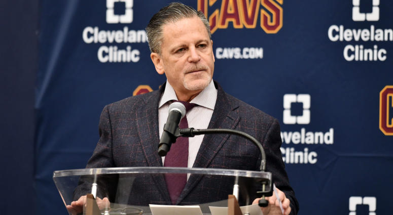 May 21, 2019; Cleveland, OH, USA; Cleveland Cavaliers owner Dan Gilbert speaks at a press conference introducing John Beilein as the head coach of the team at Cleveland Clinic Courts.
