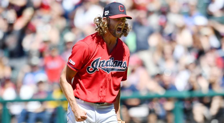 Jul 14, 2019; Cleveland, OH, USA; Cleveland Indians relief pitcher Adam Cimber (90) reacts after getting the final out during the seventh inning against the Minnesota Twins at Progressive Field. Mandatory Credit: Ken Blaze-USA TODAY Sports Jul 14, 2019; Cleveland, OH, USA; Cleveland Indians relief pitcher Adam Cimber (90) reacts after getting the final out during the seventh inning against the Minnesota Twins at Progressive Field. Mandatory Credit: Ken Blaze-USA TODAY Sports