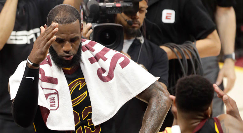Cleveland Cavaliers' LeBron James (23) celebrates with Tristan Thompson after a 111-102 victory over the Boston Celtics in Game 4 of the NBA basketball Eastern Conference finals, Monday, May 21, 2018, in Cleveland. Cleveland Cavaliers' LeBron James (23) celebrates with Tristan Thompson after a 111-102 victory over the Boston Celtics in Game 4 of the NBA basketball Eastern Conference finals, Monday, May 21, 2018, in Cleveland.
